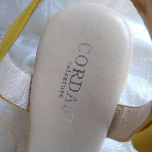 Yellow Leather Cordani Calzature Women's Wedge Heel Sandals Excellent Condition - Picture 8 of 9